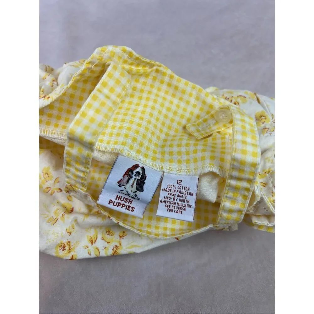 Vintage Yellow Floral Bubble Jumper Hushpuppies Size 12M 90s Y2K